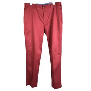 Brooks‎ Brothers Pants Mens Sz W34XL30 Red Advantage Chino Clark Cotton